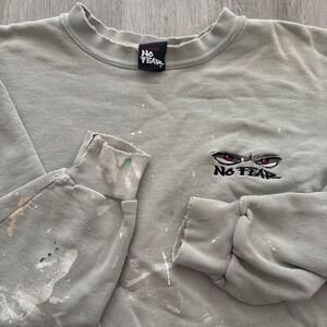 Vintage 90's No Fear Sweatshirt Mens Large Embroidered Logo Distressed Paint